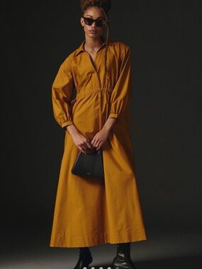 Anthropologie Maeve Cinched Midi Shirt Dress